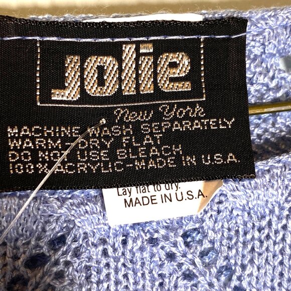 NWT Vintage Jolie Krinkle spun Blue open loose knit Womens Sweater USA Medium - Picture 4 of 7